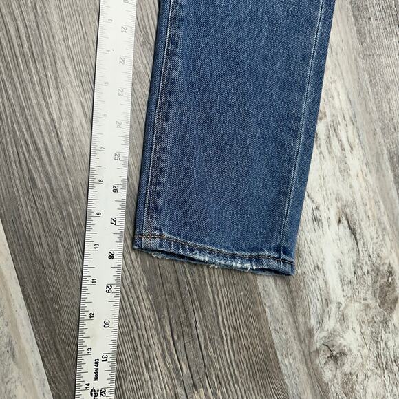 American Eagle Blue Womens 2 Comfort Stretch Hi Rise Straight Mid Wash Mom Jeans - Picture 7 of 12